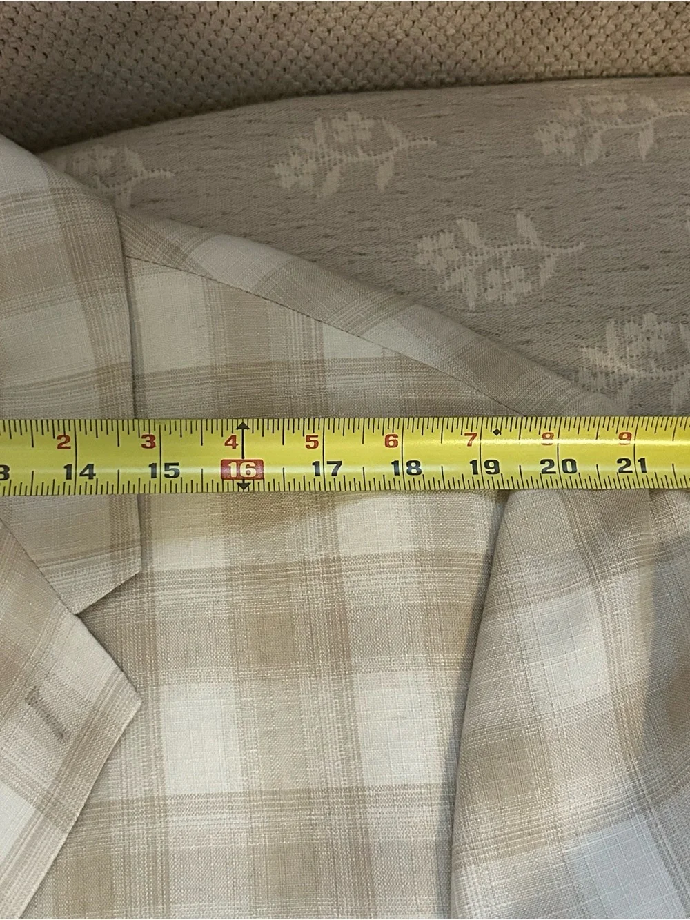 Falcone Superlative 150’s Neutral Plaid Blazer Linen Blend 3-Button Dbl Vent 48L - Picture 9 of 12